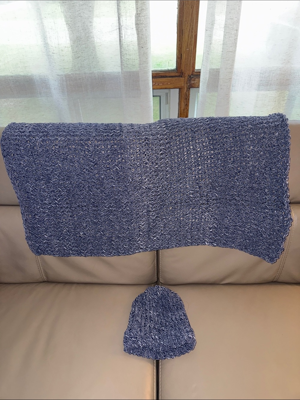 Handmade Knit Baby Blanket with Matching Baby Hat